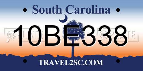 10BE338 South Carolina License Plate