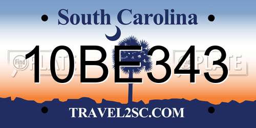 10BE343 South Carolina License Plate