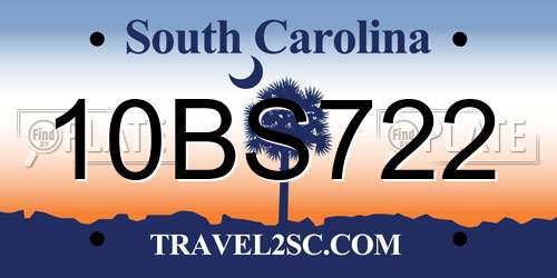 10BS722 South Carolina License Plate