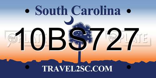 10BS727 South Carolina License Plate
