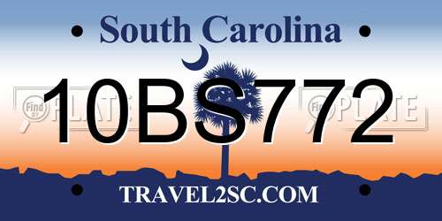 10BS772 South Carolina License Plate