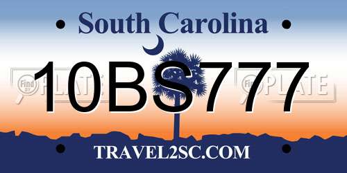 10BS777 South Carolina License Plate