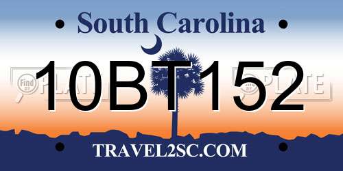10BT152 South Carolina License Plate