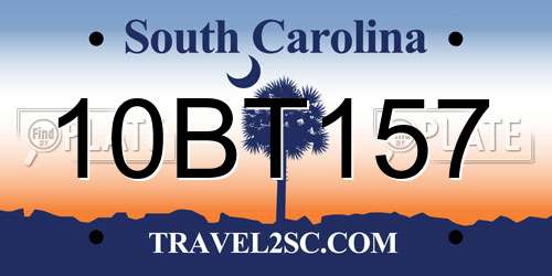 10BT157 South Carolina License Plate