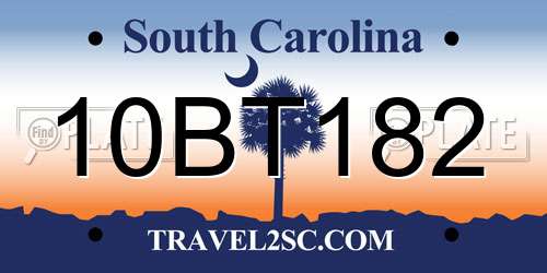 10BT182 South Carolina License Plate