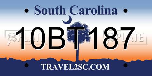 10BT187 South Carolina License Plate