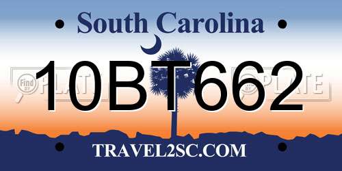 10BT662 South Carolina License Plate