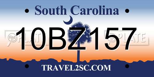 10BZ157 South Carolina License Plate
