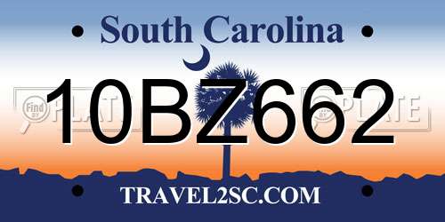 10BZ662 South Carolina License Plate