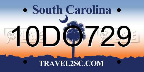 10DO729 South Carolina License Plate