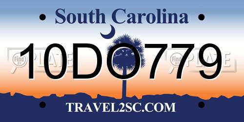 10DO779 South Carolina License Plate