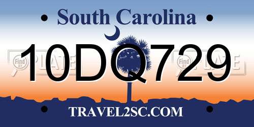 10DQ729 South Carolina License Plate