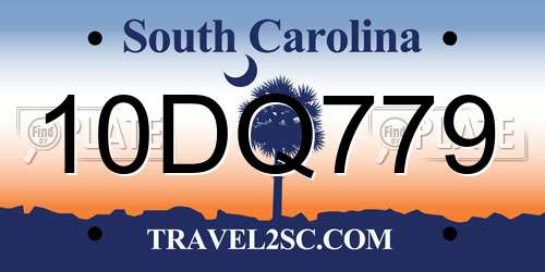 10DQ779 South Carolina License Plate