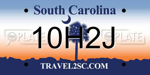 10H2J South Carolina License Plate