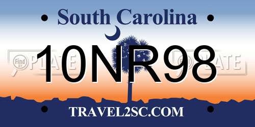 10NR98 South Carolina License Plate