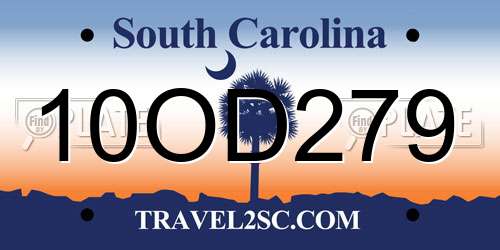 10OD279 South Carolina License Plate