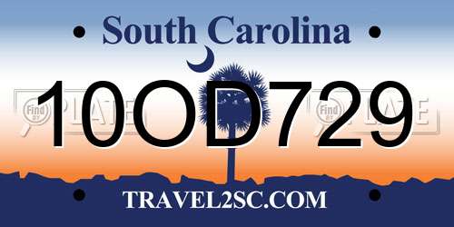 10OD729 South Carolina License Plate