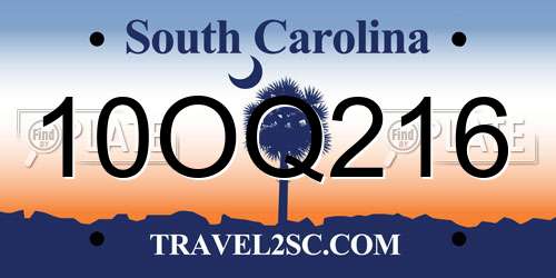10OQ216 South Carolina License Plate