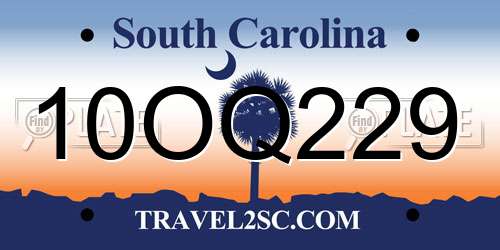 10OQ229 South Carolina License Plate