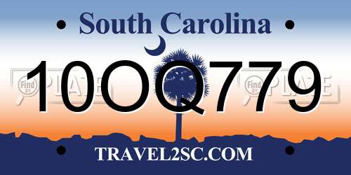 10OQ779 South Carolina License Plate