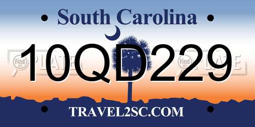 10QD229 South Carolina License Plate