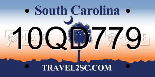 10QD779 South Carolina License Plate