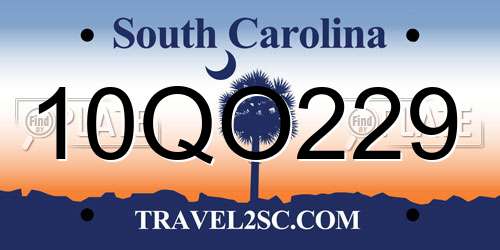 10QO229 South Carolina License Plate