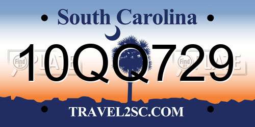 10QQ729 South Carolina License Plate