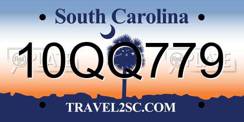 10QQ779 South Carolina License Plate