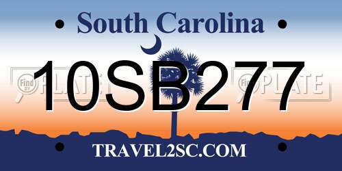10SB277 South Carolina License Plate