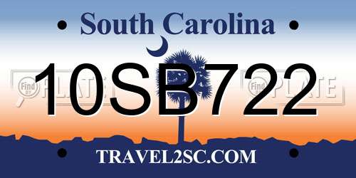 10SB722 South Carolina License Plate