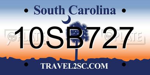 10SB727 South Carolina License Plate