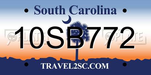 10SB772 South Carolina License Plate