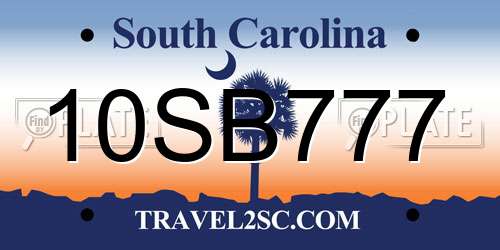10SB777 South Carolina License Plate