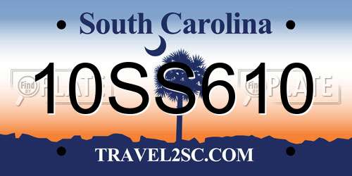 10SS610 South Carolina License Plate