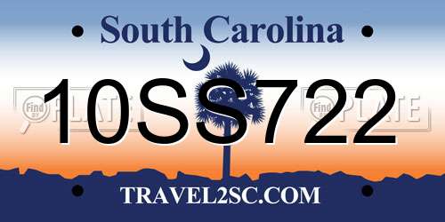 10SS722 South Carolina License Plate