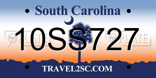10SS727 South Carolina License Plate
