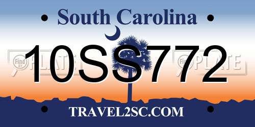 10SS772 South Carolina License Plate