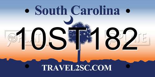 10ST182 South Carolina License Plate