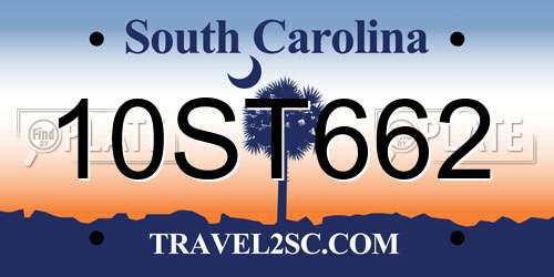 10ST662 South Carolina License Plate