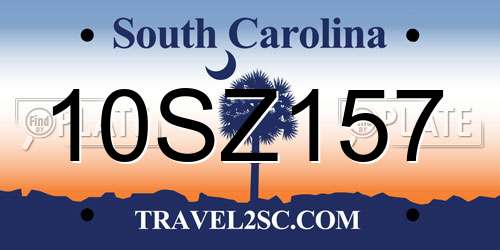 10SZ157 South Carolina License Plate