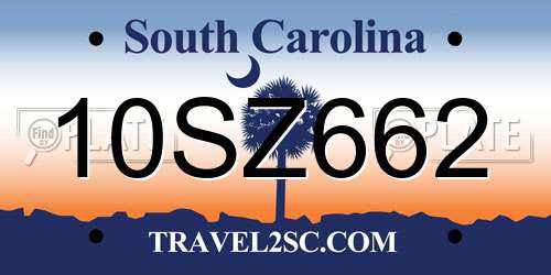 10SZ662 South Carolina License Plate