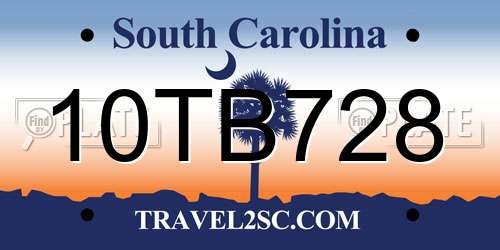 10TB728 South Carolina License Plate