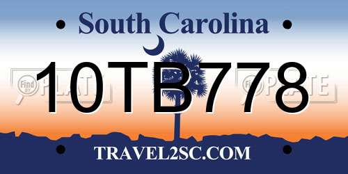 10TB778 South Carolina License Plate