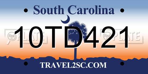 10TD421 South Carolina License Plate