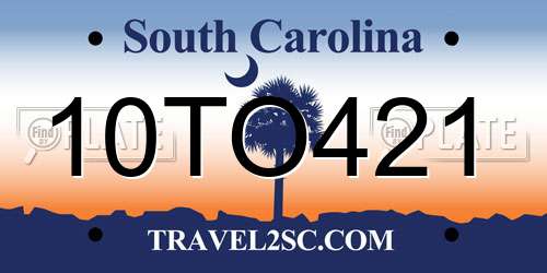 10TO421 South Carolina License Plate