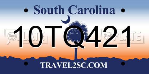 10TQ421 South Carolina License Plate