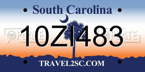 10ZI483 South Carolina License Plate