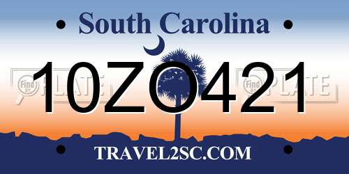 10ZO421 South Carolina License Plate