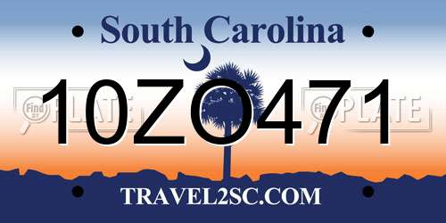 10ZO471 South Carolina License Plate